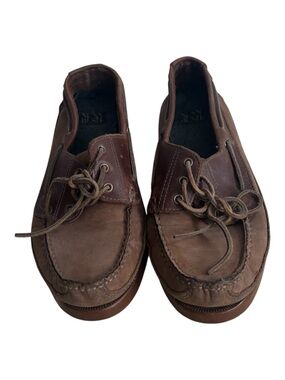 Nunn Bush LN Dark Brown Oiled Lea Laced Slip On Leather Loafers Dress Shoes 10